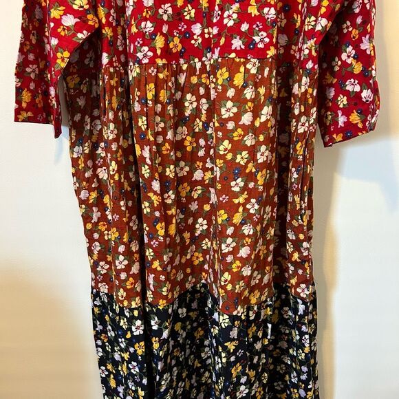 Ulla Popken Womens Sz 20/22 maxi Dress tiered peasant Lagan cottagecore boho tea - Picture 4 of 14